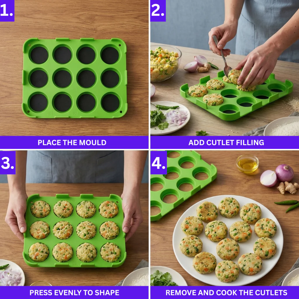 12 Slot Cutlet & Tikki Maker – Easy Burger Patty Press for Perfect Shapes; g - Image 6