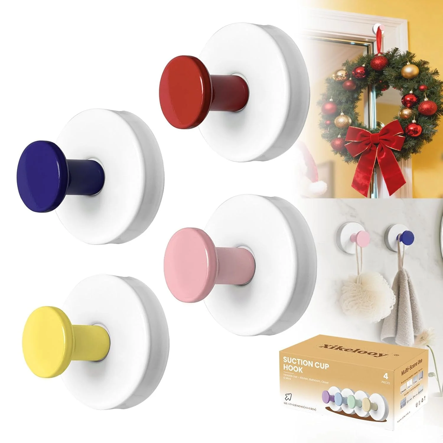 Reusable Heavy-Duty Suction Cup Hooks (Set of 4) – Removable Waterproof Wall Hooks;g - Image 3
