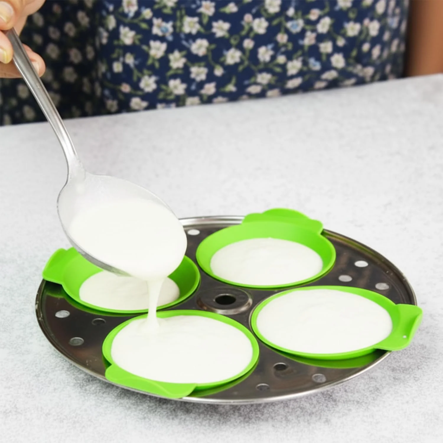 Reusable Silicone Idli Moulds (Set of 8) – Non-Stick BPA-Free Idli Maker Cups; g - Image 2